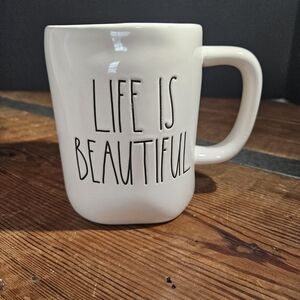 Rae Dunn White 'Life Is Beautiful' Ceramic Mug